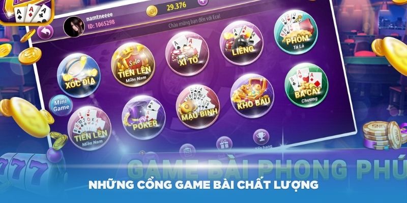 Những cổng game bài chất lượng tại nhà cái VN88 bạn nên chơi